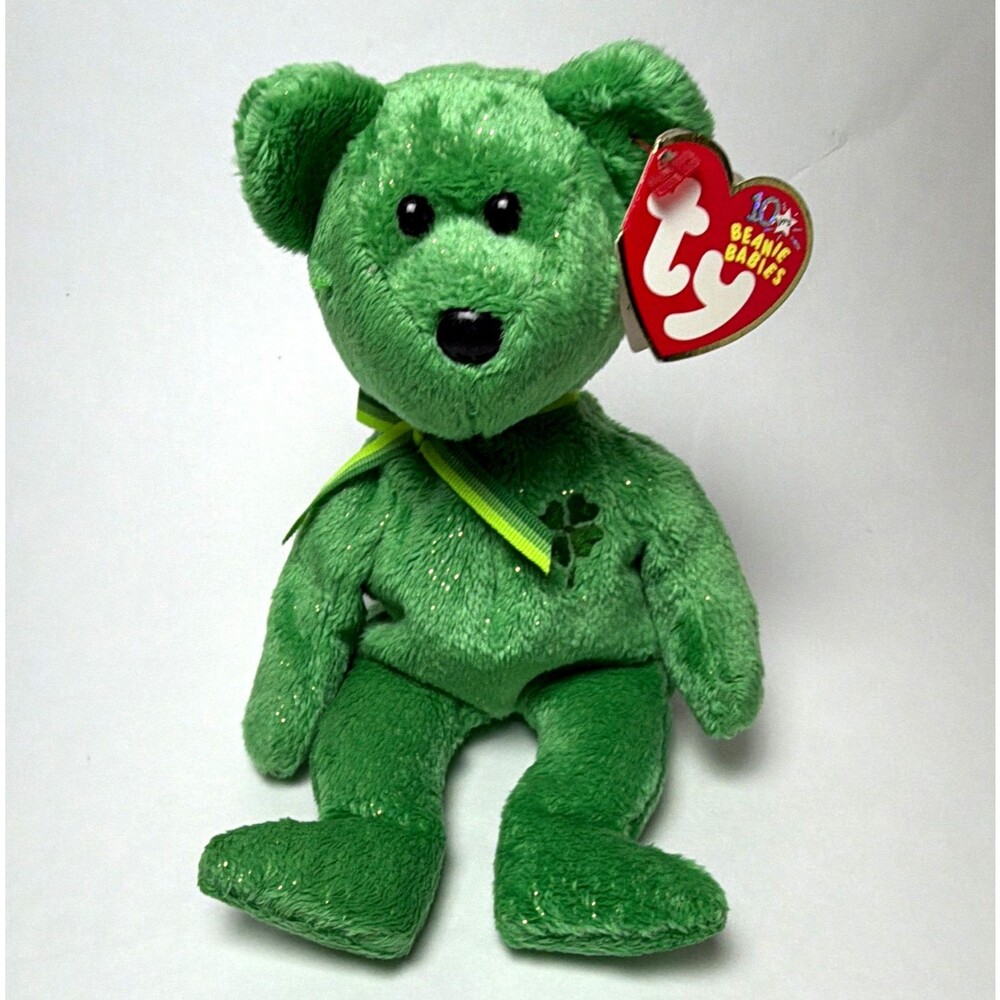Ty Beanie Babies Dublin Green Bear Plush Shamrock 2002 Vintage